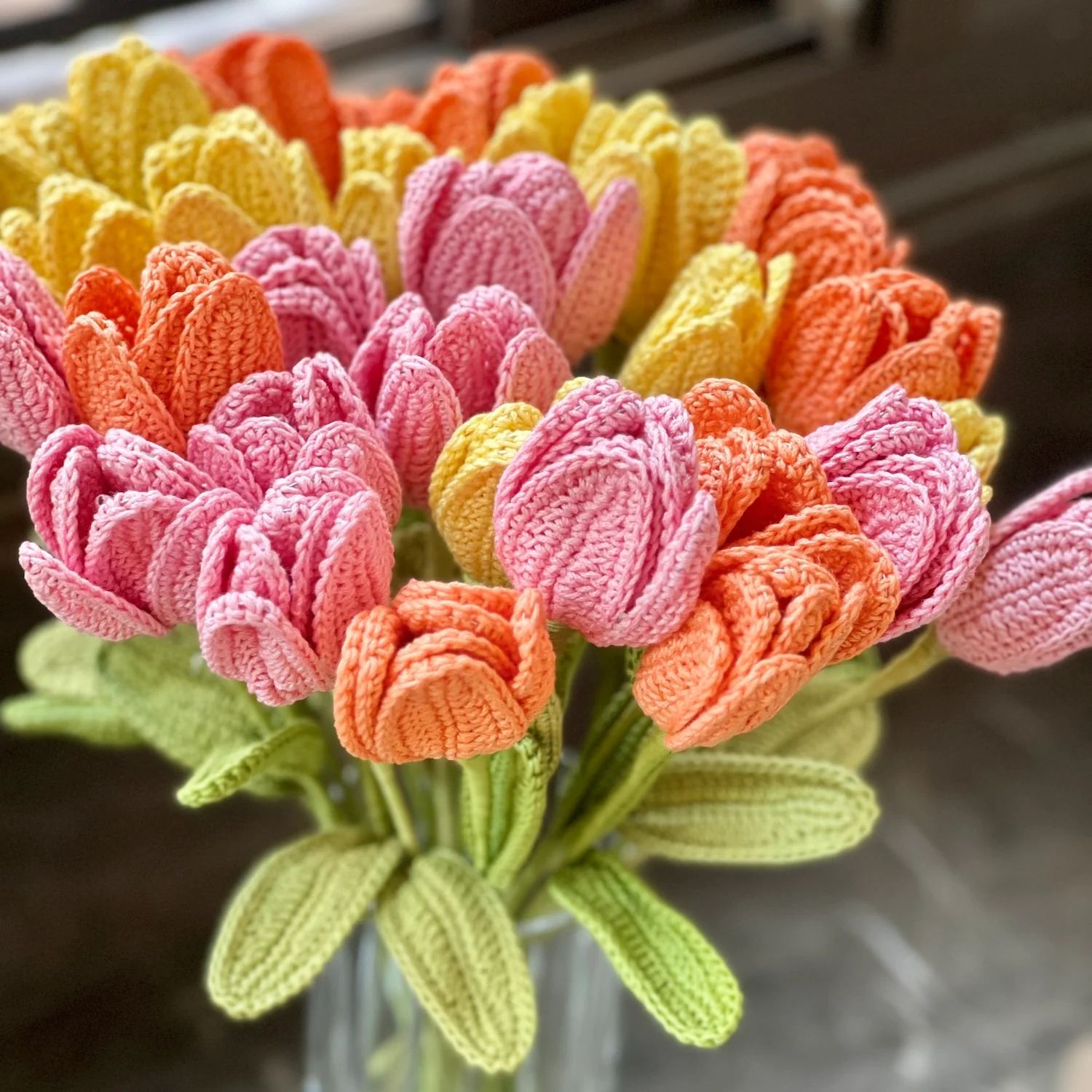 Crochet tulip stems made by SnugliBunny
